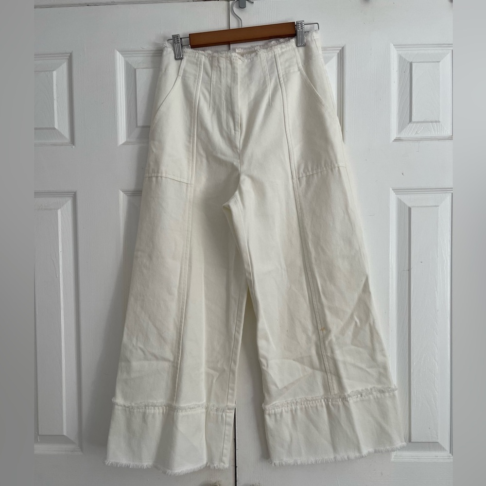 INTERMIX HIGH WAISTED White Wide Leg Pants - Picture 6 of 12